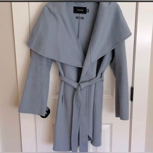 Tahari oversized collar wool wrap coat